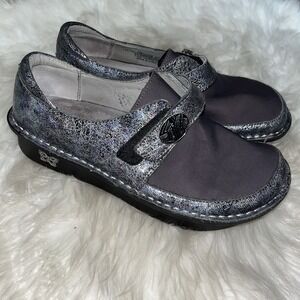 Alegria Shoes Womens US 7 EU 37 Gray Leather Debra Classic Casual Nursing Clogs